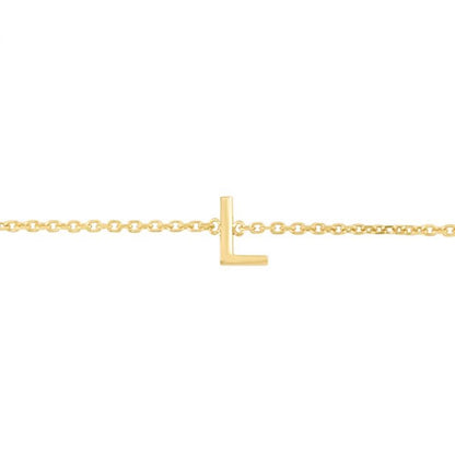 14K Gold Yellow Letter Initials Bracelet 6.5"-7" Adjustable