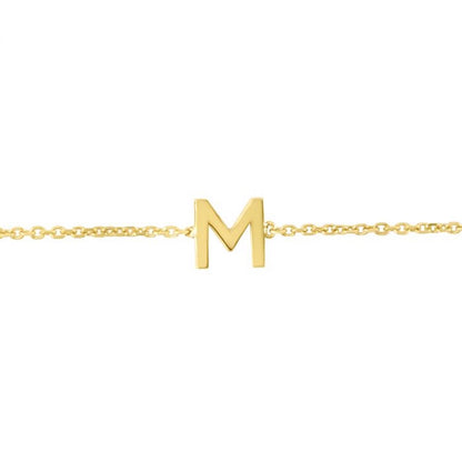 14K Gold Yellow Letter Initials Bracelet 6.5"-7" Adjustable