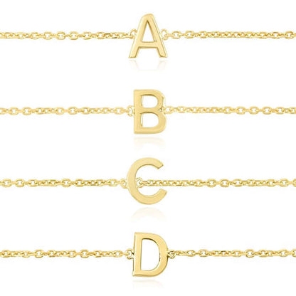 14K Gold Yellow Letter Initials Bracelet 6.5"-7" Adjustable