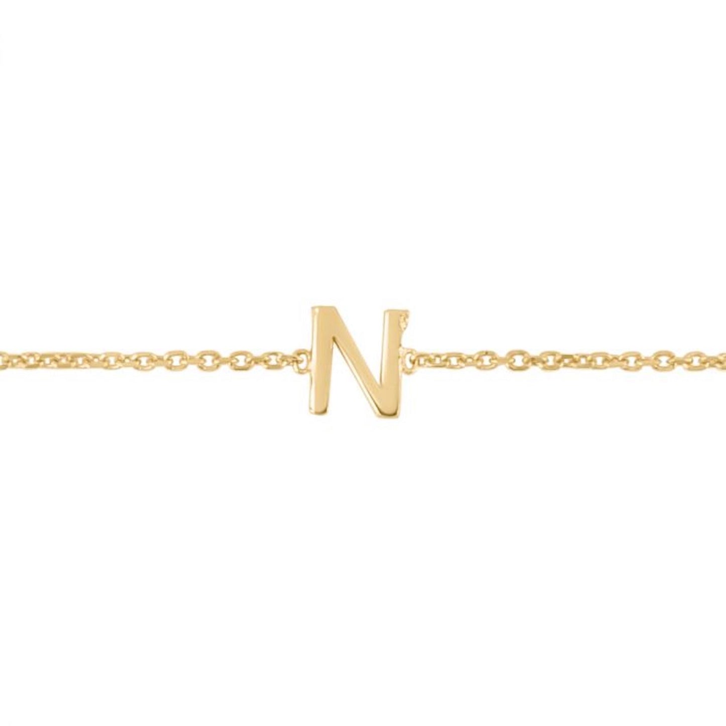 14K Gold Yellow Letter Initials Bracelet 6.5"-7" Adjustable