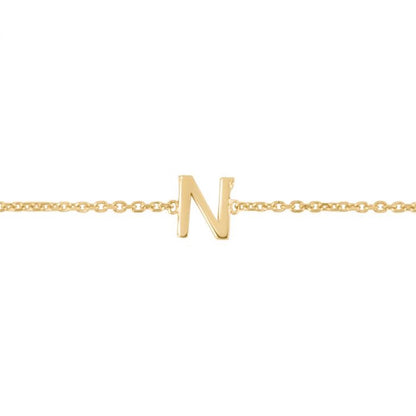 14K Gold Yellow Letter Initials Bracelet 6.5"-7" Adjustable