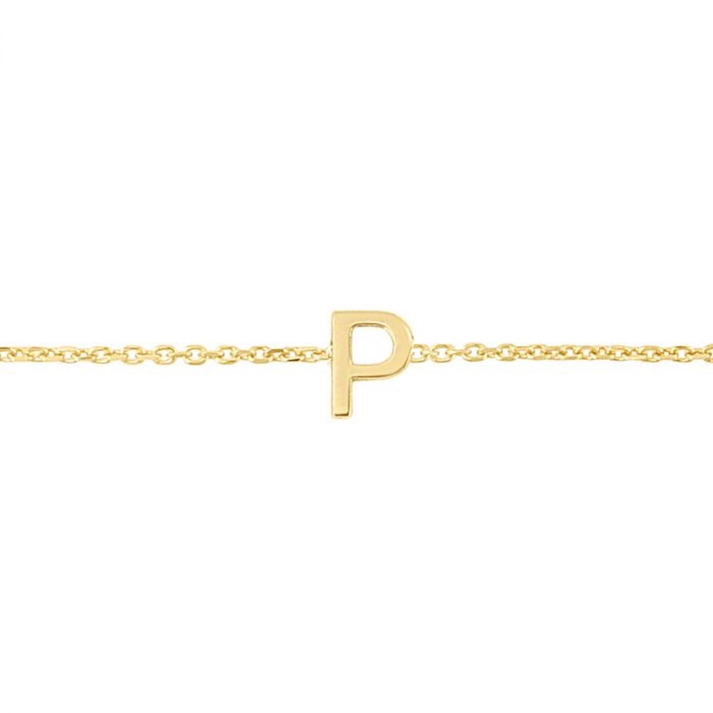 14K Gold Yellow Letter Initials Bracelet 6.5"-7" Adjustable