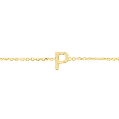 14K Gold Yellow Letter Initials Bracelet 6.5"-7" Adjustable
