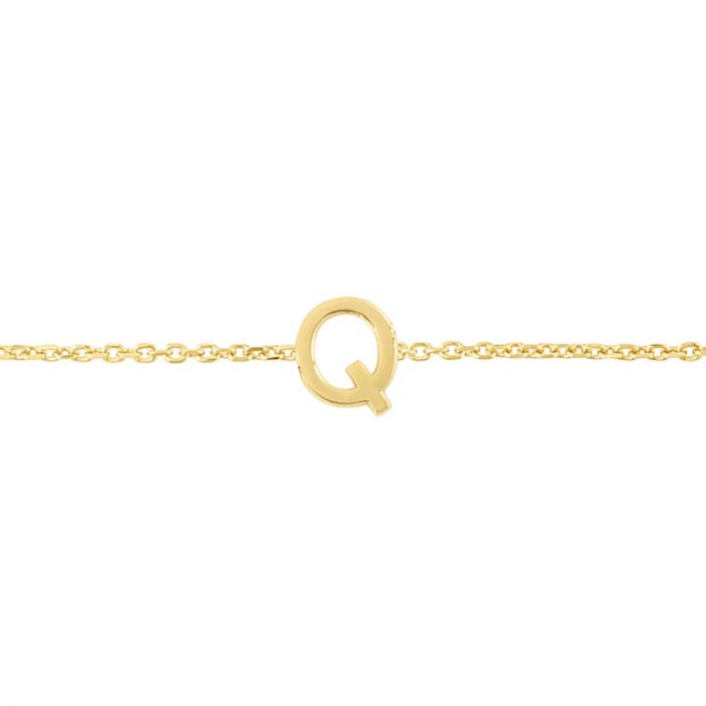 14K Gold Yellow Letter Initials Bracelet 6.5"-7" Adjustable