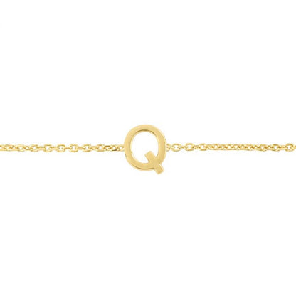 14K Gold Yellow Letter Initials Bracelet 6.5"-7" Adjustable