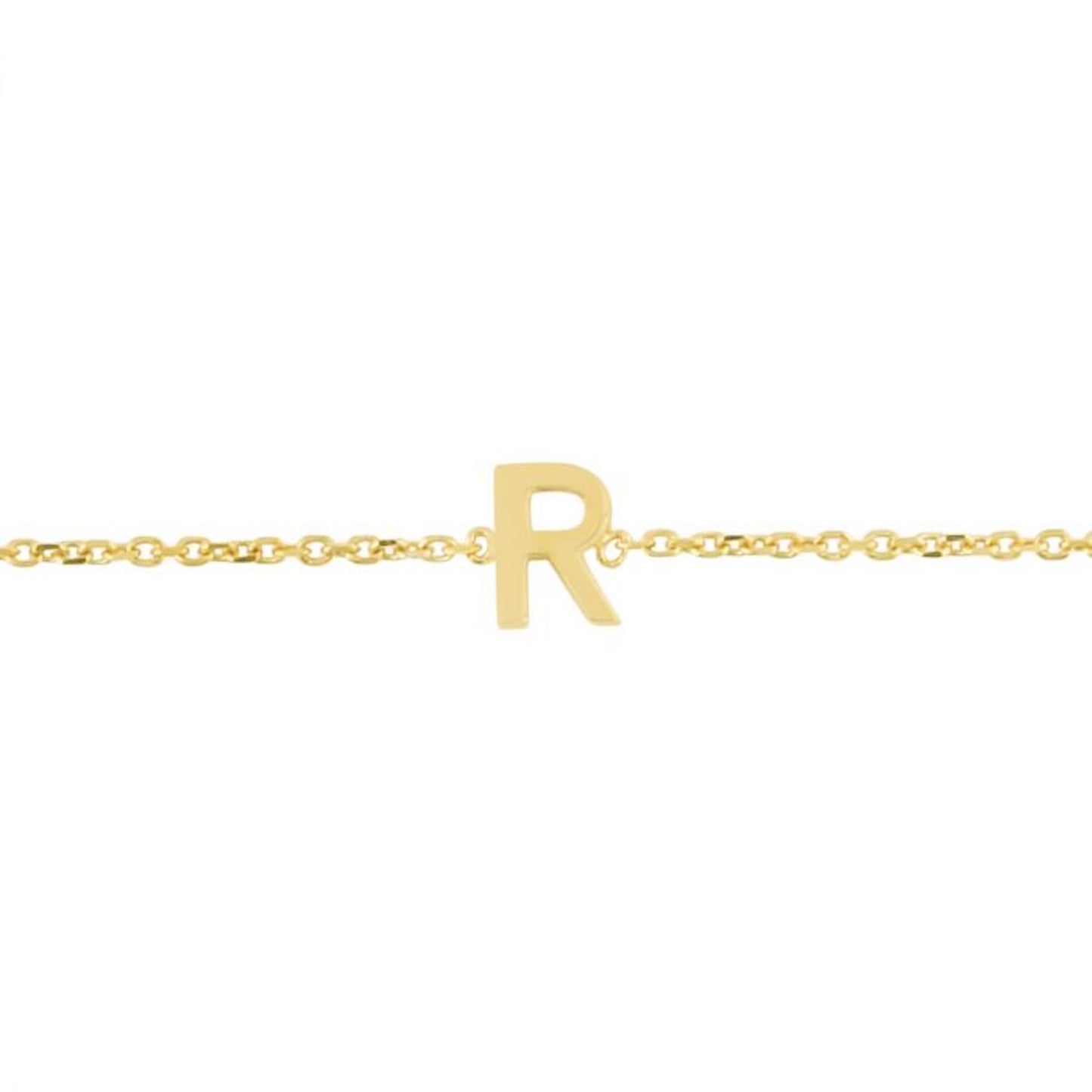 14K Gold Yellow Letter Initials Bracelet 6.5"-7" Adjustable