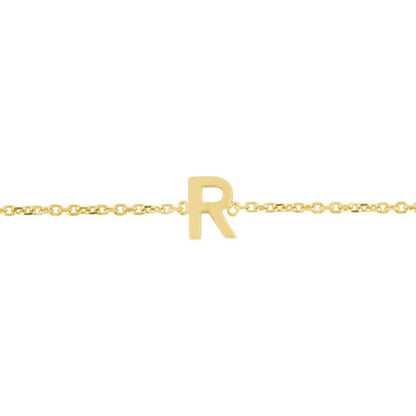 14K Gold Yellow Letter Initials Bracelet 6.5"-7" Adjustable