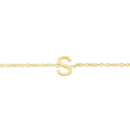 14K Gold Yellow Letter Initials Bracelet 6.5"-7" Adjustable