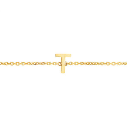 14K Gold Yellow Letter Initials Bracelet 6.5"-7" Adjustable