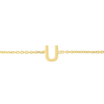 14K Gold Yellow Letter Initials Bracelet 6.5"-7" Adjustable