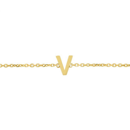 14K Gold Yellow Letter Initials Bracelet 6.5"-7" Adjustable