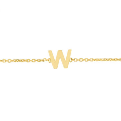 14K Gold Yellow Letter Initials Bracelet 6.5"-7" Adjustable
