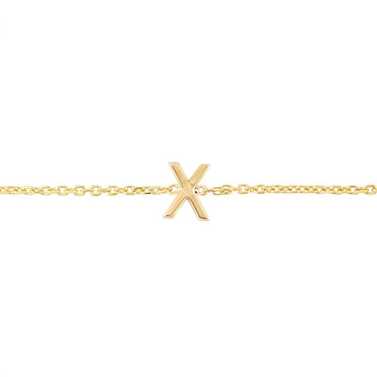 14K Gold Yellow Letter Initials Bracelet 6.5"-7" Adjustable