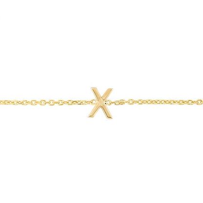 14K Gold Yellow Letter Initials Bracelet 6.5"-7" Adjustable