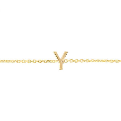 14K Gold Yellow Letter Initials Bracelet 6.5"-7" Adjustable