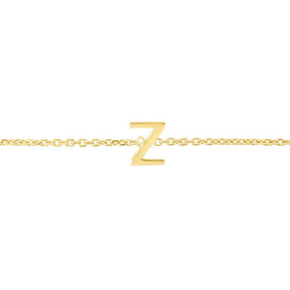 14K Gold Yellow Letter Initials Bracelet 6.5"-7" Adjustable