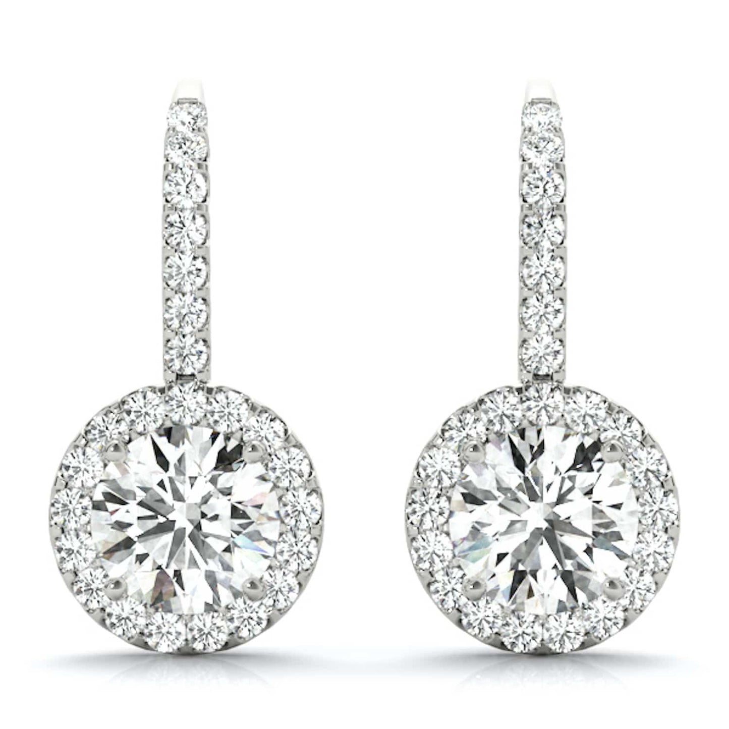 1.30-2.36CTW Lab-Grown Diamond 14K White Gold Halo Hook Earrings