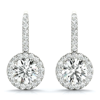 1.30-2.36CTW Lab-Grown Diamond 14K White Gold Halo Hook Earrings
