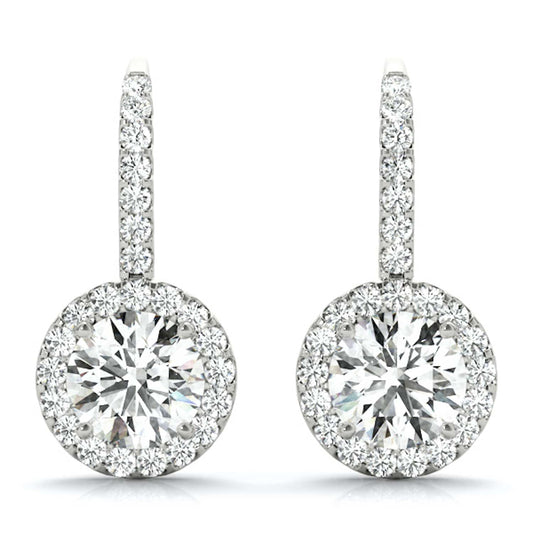 1.30-2.36CTW Lab-Grown Diamond 14K White Gold Halo Hook Earrings