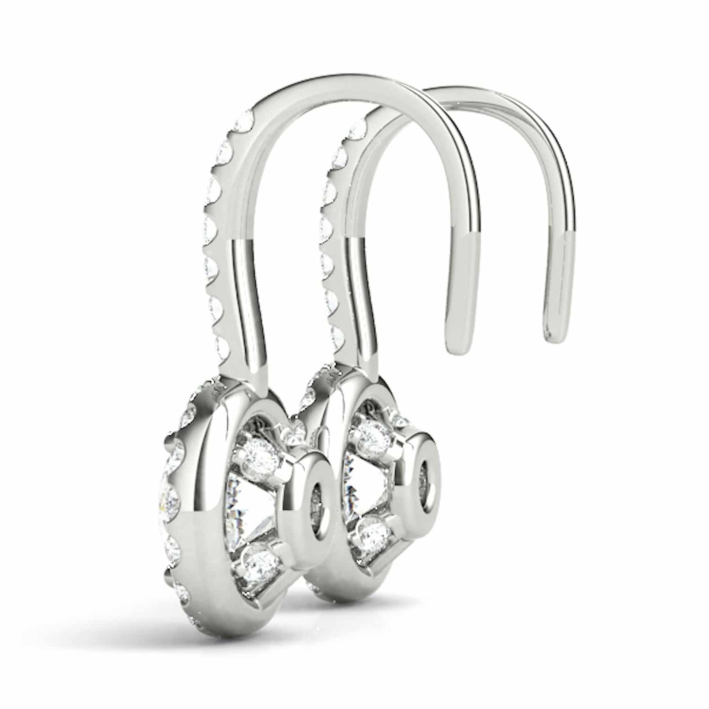 1.30-2.36CTW Lab-Grown Diamond 14K White Gold Halo Hook Earrings