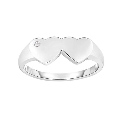 Real Diamond Sterling Silver Double Hearts Ring