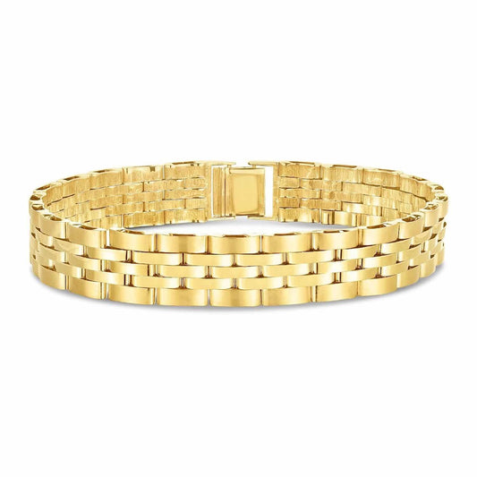 14K Gold Yellow 12mm Panther Bracelet 8.5"