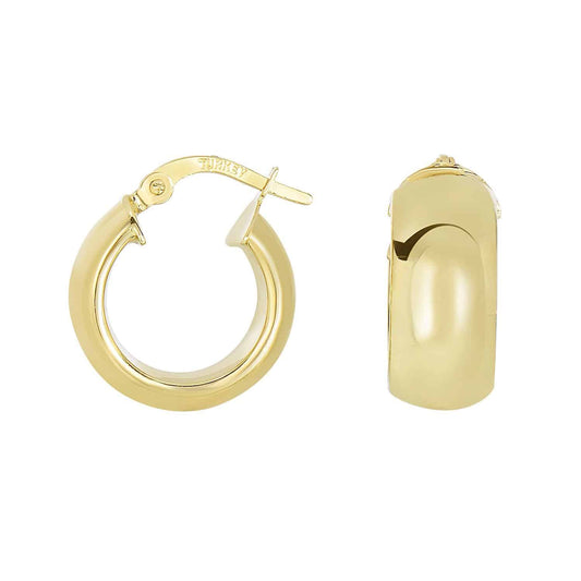 14K Gold Chunky Puffed Hoop Earrings