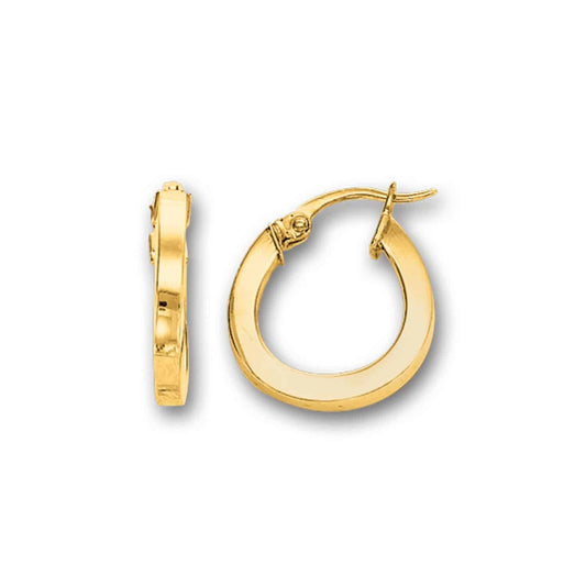 14K Gold Yellow Round Hoop Earrings 15mm