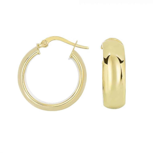 14K Gold Puffed Tube Hoop Earrings 22mm