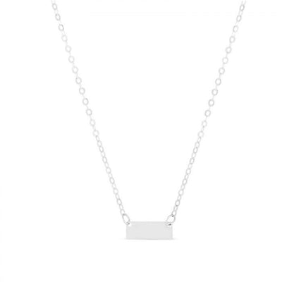Engravable 14K Yellow & White Gold Personalized Bar Necklace (Solid Links) Adjustable 16" - 18" - WJD Exclusives