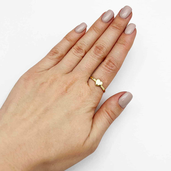 10K Yellow Gold High Polished Heart Stackable Ring - WJD Exclusives