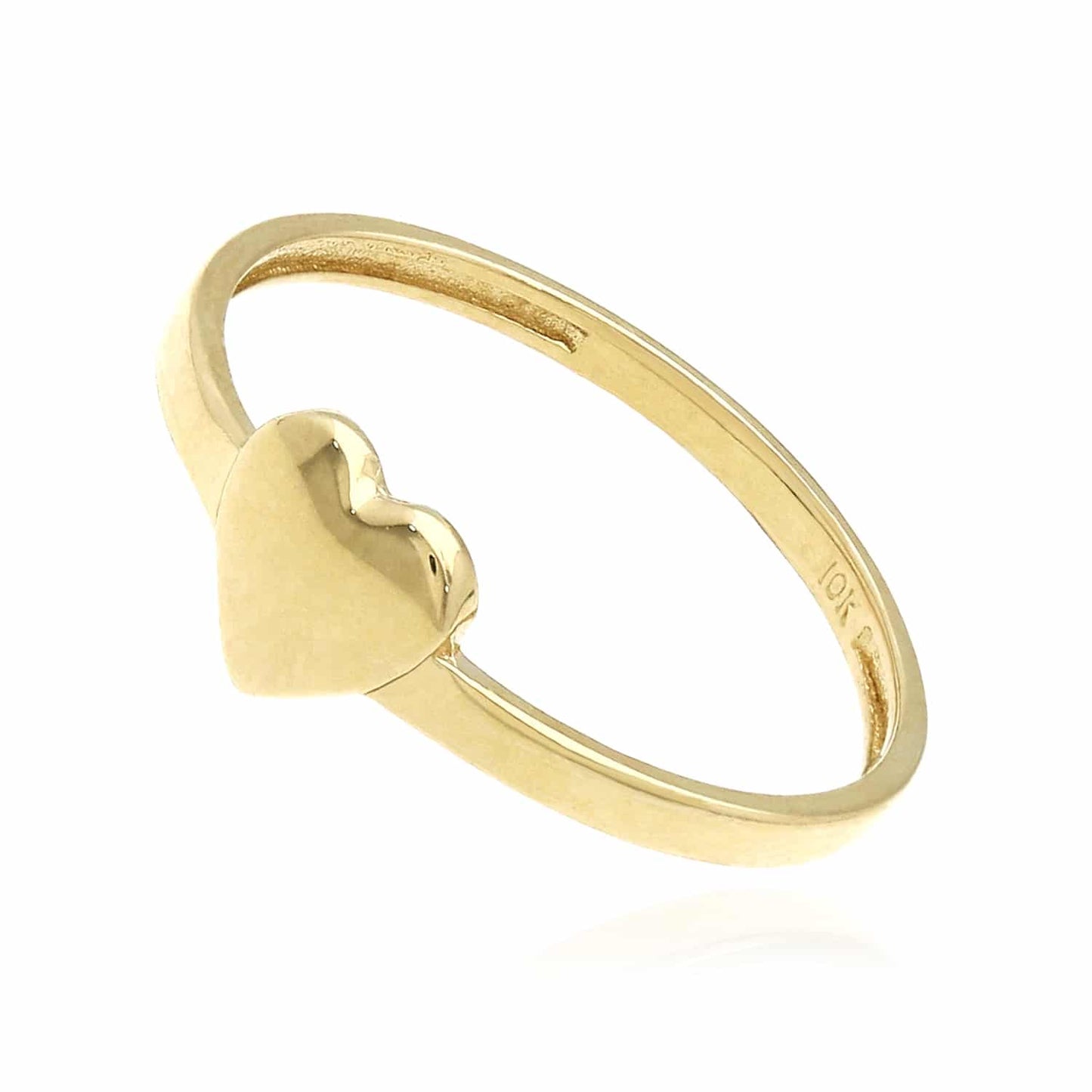 10K Yellow Gold High Polished Heart Stackable Ring