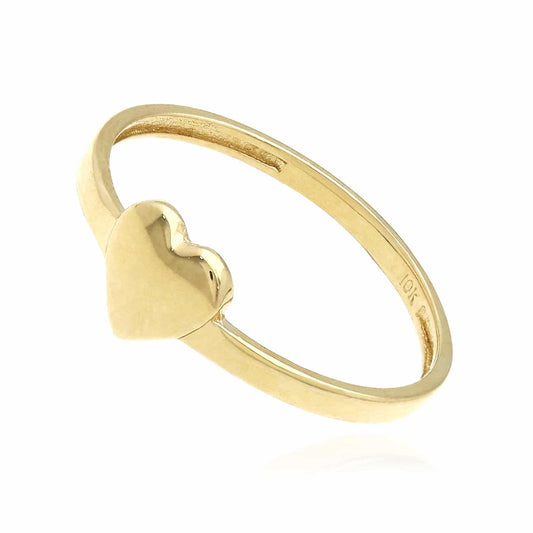 10K Yellow Gold High Polished Heart Stackable Ring