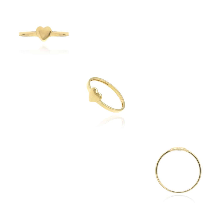 10K Yellow Gold High Polished Heart Stackable Ring - WJD Exclusives