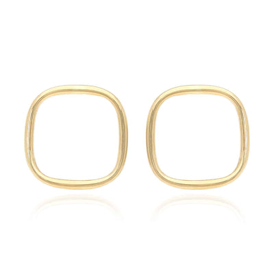 10K Yellow Gold Open Square Modern Stud Earrings - WJD Exclusives