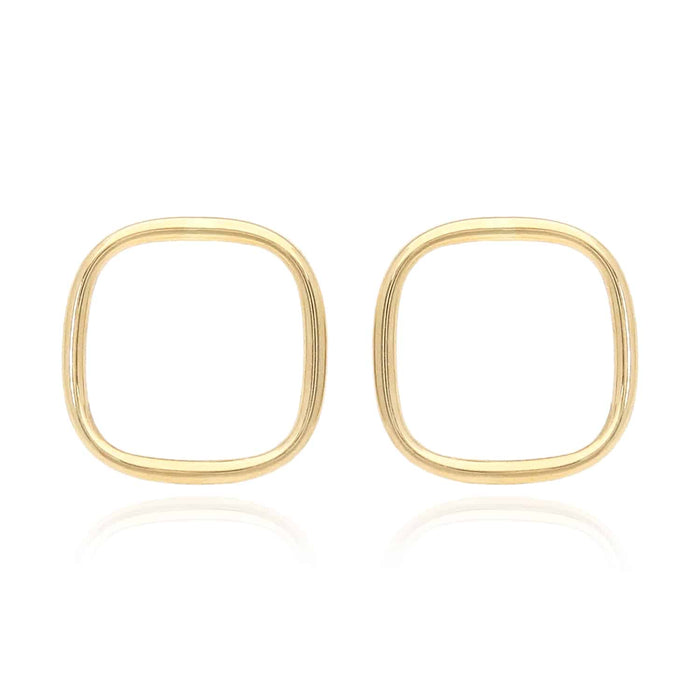 10K Yellow Gold Open Square Modern Stud Earrings - WJD Exclusives