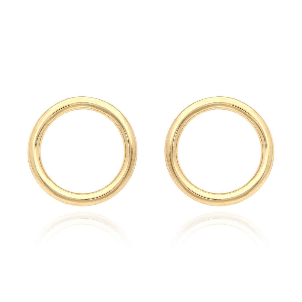 10K Yellow Gold Open Circle Modern Stud Earrings 20mm - WJD Exclusives
