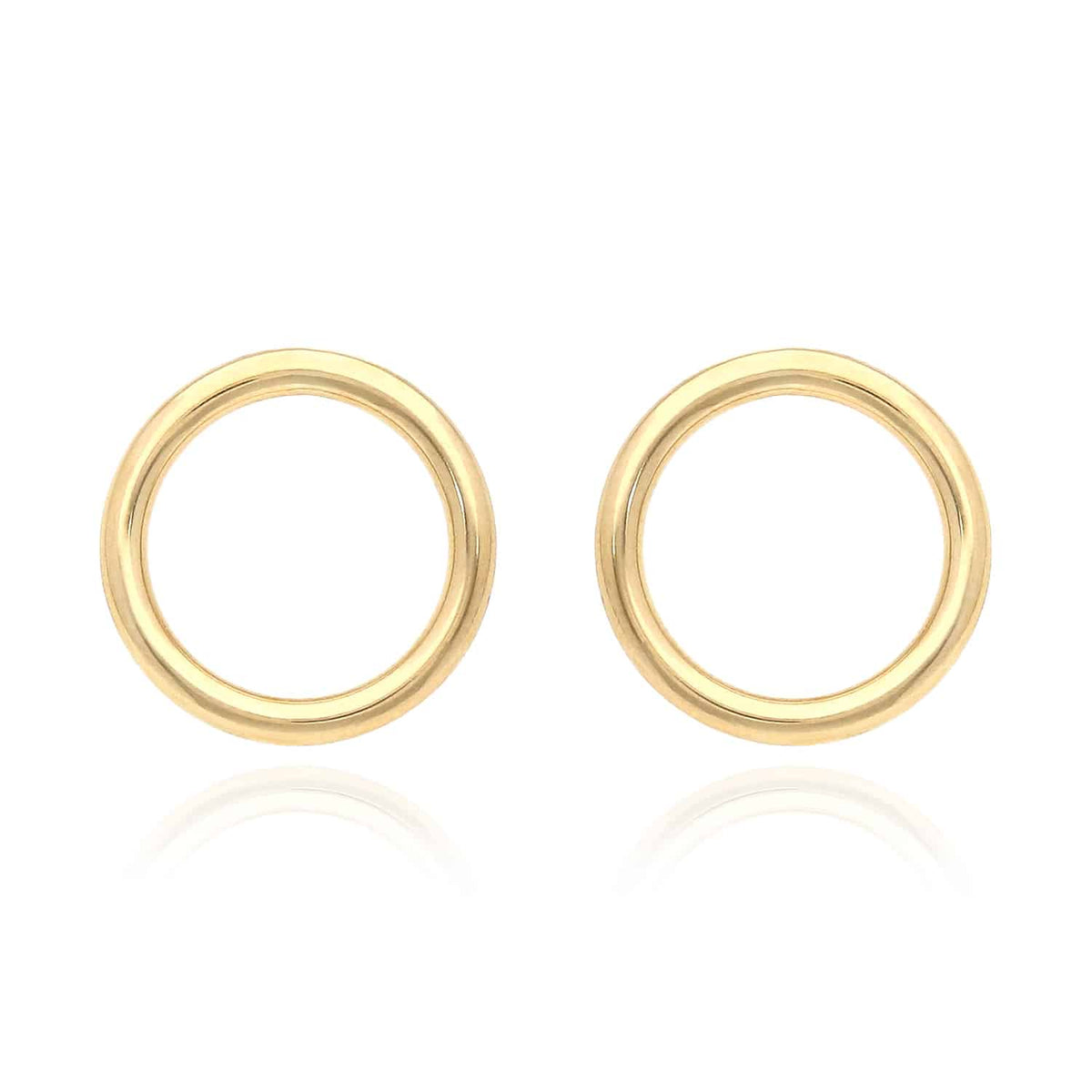 10K Yellow Gold Open Circle Modern Stud Earrings 20mm - WJD Exclusives