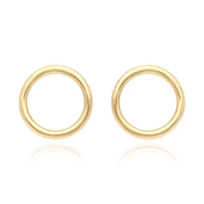 10K Yellow Gold Open Circle Modern Stud Earrings 20mm - WJD Exclusives