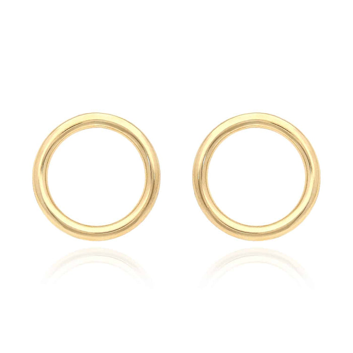 10K Yellow Gold Open Circle Modern Stud Earrings 20mm - WJD Exclusives