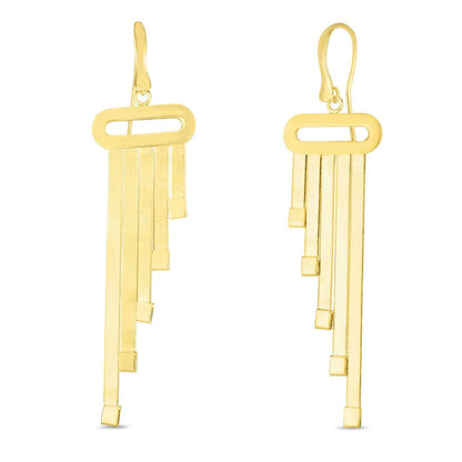 14K Gold Triple Strand Herringbone Drop  Earrings