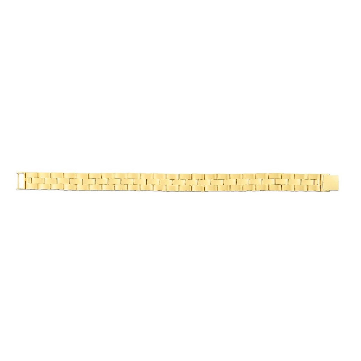 14K Gold Yellow 12mm Railroad Panther Bracelet 8.5"