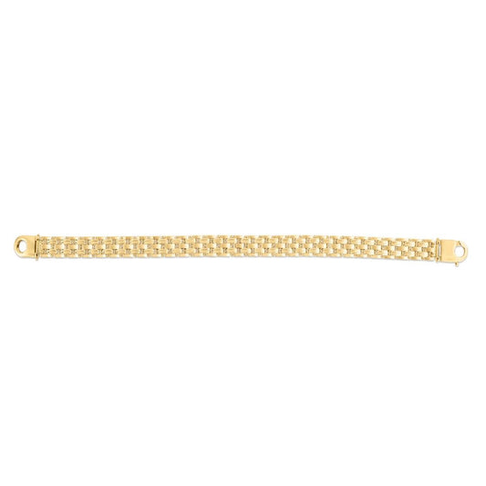 14K Gold 10mm Panther Pattern Bracelet 7.25"-8.25"