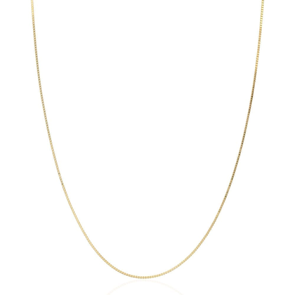 Solid 14k Yellow Gold White Gold 0.5 mm Diamond Cut Box Chain Necklace 16"