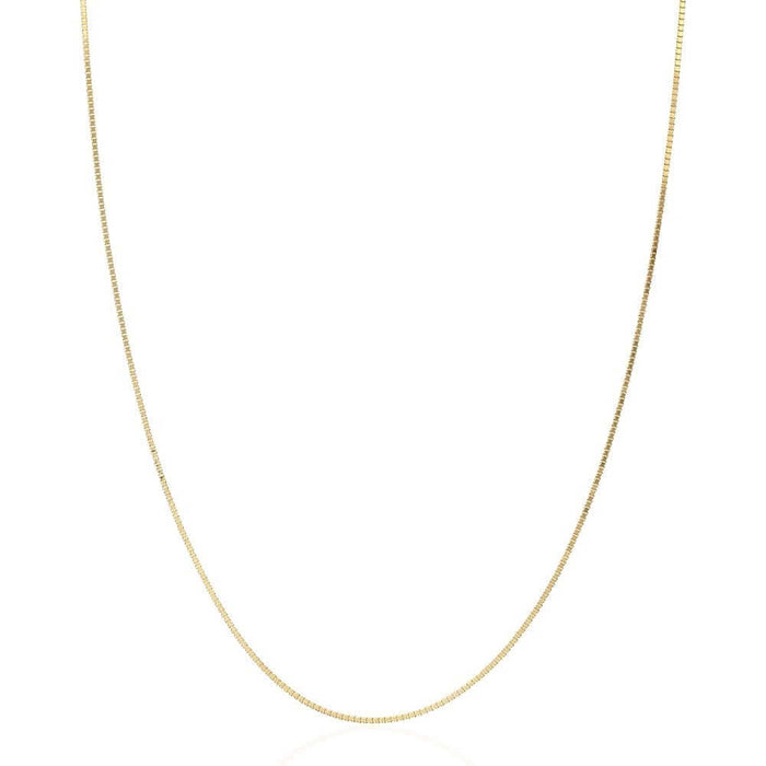 14K Yellow/White Gold 0.5mm Diamond-Cut Box Chain (Solid Links) 16"