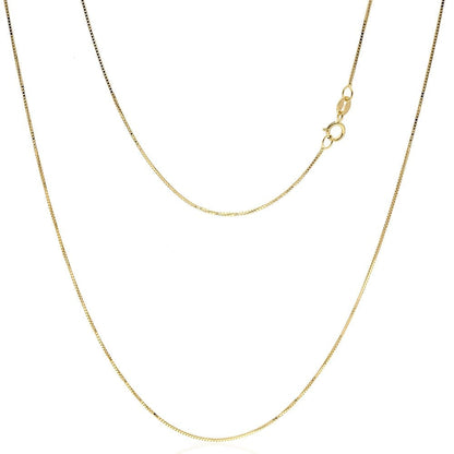 Solid 14k Yellow Gold White Gold 0.5 mm Diamond Cut Box Chain Necklace 16"
