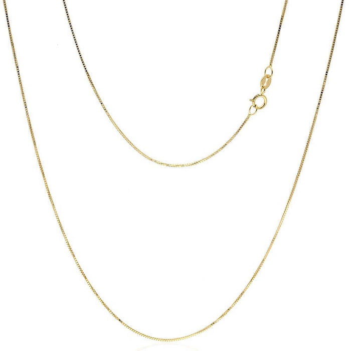 14K Yellow/White Gold 0.5mm Diamond-Cut Box Chain (Solid Links) 16"