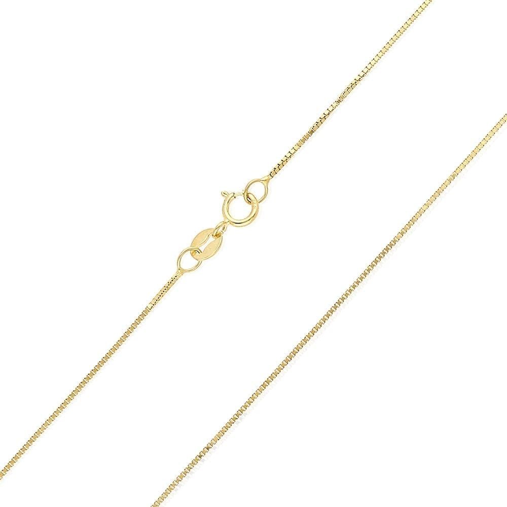 Solid 14k Yellow Gold White Gold 0.5 mm Diamond Cut Box Chain Necklace 16"