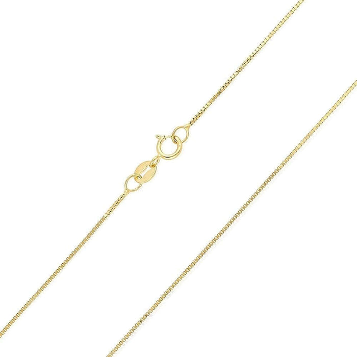 14K Yellow/White Gold 0.5mm Diamond-Cut Box Chain (Solid Links) 16"