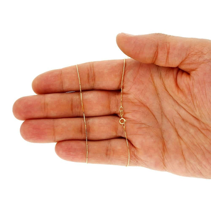 14K Yellow/White Gold 0.5mm Diamond-Cut Box Chain (Solid Links) 16"